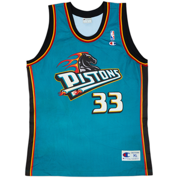 1996-00 Detroit Pistons Hill #33 Champion Away Jersey - 8/10 - (XL)