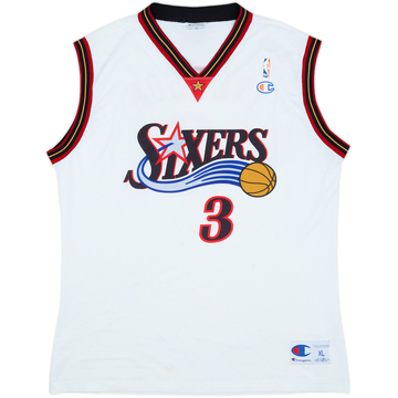 2000-06 Philadelphia 76ers Iverson #3 Champion Home Jersey - 6/10 - (XL)