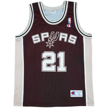2002-10 San Antonio Spurs Duncan #21 Champion Away Jersey - 9/10 - (L)