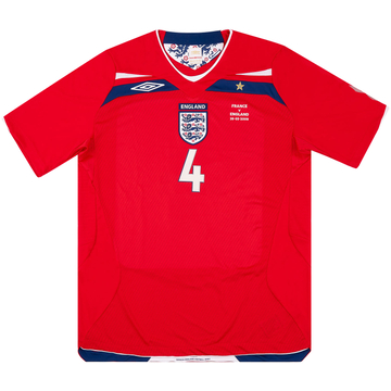 2008 England Match Issue Signed Away Shirt Hargreaves #4 (v France)