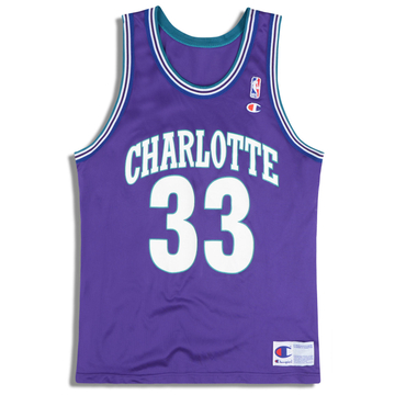 1995 Charlotte Hornets Mourning #33 Champion Jersey (Alternate) L