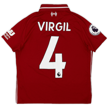 2018-19 Liverpool Home Shirt Virgil #4 - 6/10 - (S.Boys)