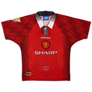 1996-98 Manchester United Home Shirt - 8/10 - (L.Boys)