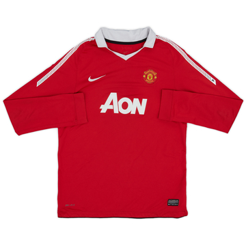 2010-11 Manchester United Home L/S Shirt - 6/10 - (XL.Boys)