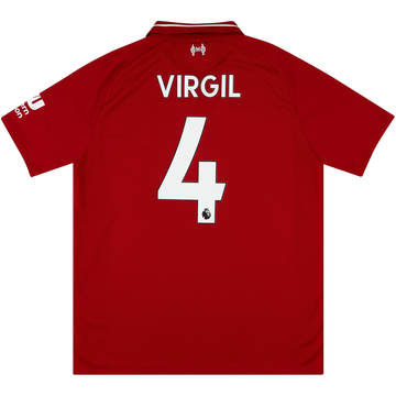 2018-19 Liverpool Home Shirt Virgil #4 - 6/10 - (S)