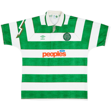 1991-92 Celtic Home Shirt - 9/10 - (XL)