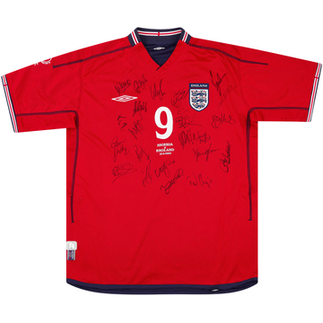 2002 England Match Issue World Cup Signed Away Shirt Fowler #9