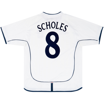 2001-03 England Home Shirt Scholes #8 - 8/10