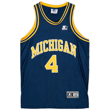 1991-93 Michigan Wolverines Webber #4 Starter Away Jersey - 9/10 - (M)