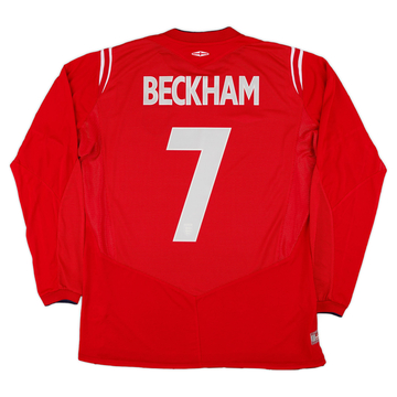 2004-06 England Away L/S Shirt Beckham #7ES