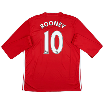 2016-17 Manchester United Home L/S Shirt Rooney #10 - 8/10 - (XL)