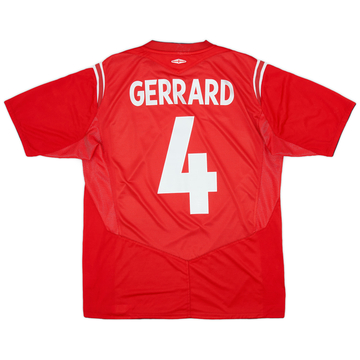 2004-06 England Away Shirt Gerrard #4 - 6/10 - (L)