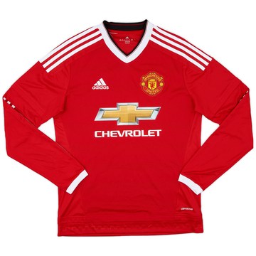 2015-16 Manchester United Home L/S Shirt - 8/10 - (XL.Boys)