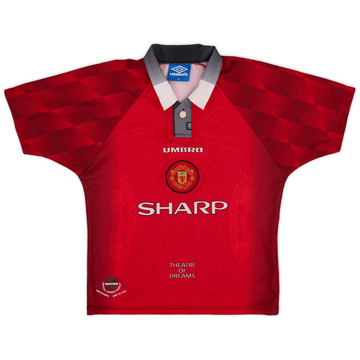 1996-98 Manchester United Home Shirt - 8/10 - (L.Boys)