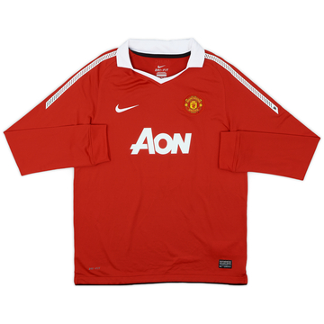 2010-11 Manchester United Home L/S Shirt - 9/10 - (XL.Boys)