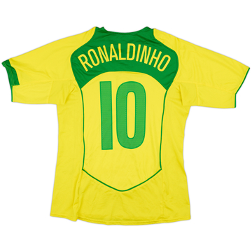 2004-06 Brazil Home Shirt Ronaldinho #10 - 8/10 - (M)