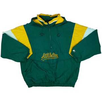 Chubasquero con capucha de media cremallera Starter de los Oakland Athletics 1990s - 7/10 - (XL)