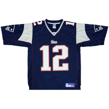 2002-04 New England Patriots Brady #12 Reebok On Field Home Jersey - 7/10 - (M)
