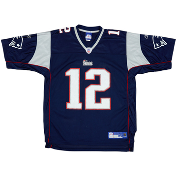 2005-06 New England Patriots Brady #12 Reebok On Field Home Jersey - 8/10 - (L)