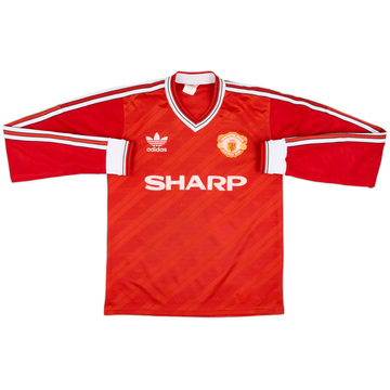 1986-88 Manchester United Home L/S Shirt - 8/10 - (S)