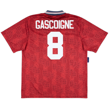 1993-95 England Away Shirt Gascoigne #8 - 9/10 - (XL)