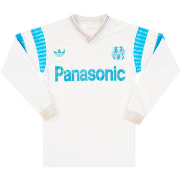 1990-91 Olympique Marseille Home L/S Shirt - 8/10 - (S)