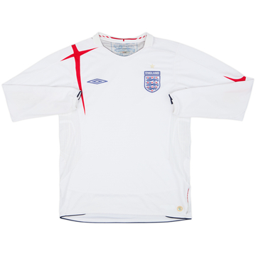 2005-07 England Home L/S Shirt - 5/10 - (S)