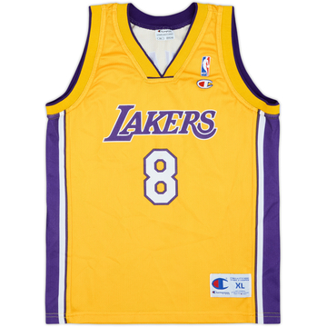 1999-06 LA Lakers Bryant #8 Champion Home Jersey - 9/10 - (XL.Boys)