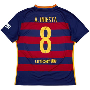 2015-16 Barcelona Authentic Home Shirt A.Iniesta #8 - 5/10 - (XL)