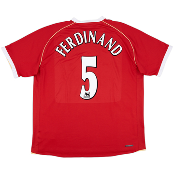 2006-07 Manchester United Home Shirt Ferdinand #5 - 8/10 - (XXL)