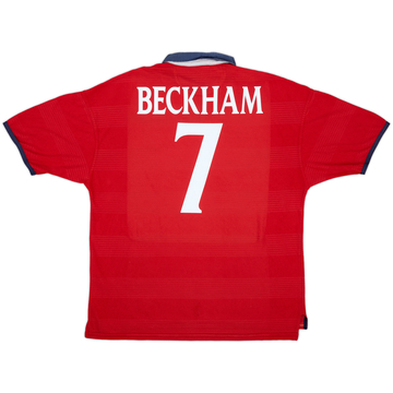 1999-01 England Away Shirt Beckham #7 - 7/10 - (XL)