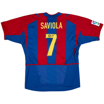 2002-03 Barcelona Player Issue Home Shirt Saviola #7 - 8/10 - (XL)