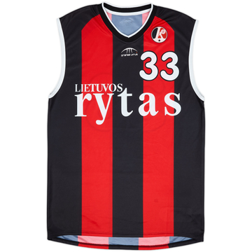 2004-05 Lietuvos Rytas Vilnius Nesby #33 Orange Virus Home Jersey - 6/10 - (L)