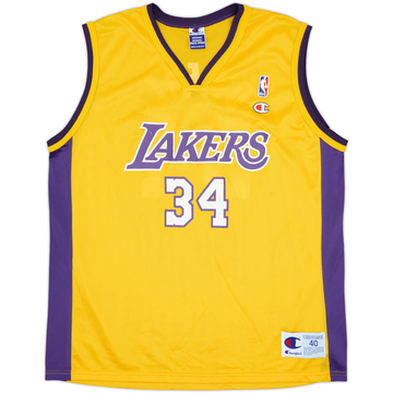 1999-02 LA Lakers O'Neal #34 Champion Home Jersey - 8/10 - (M)