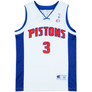 2001-06 Detroit Pistons Wallace #3 Champion Home Jersey - 9/10 - (XS)