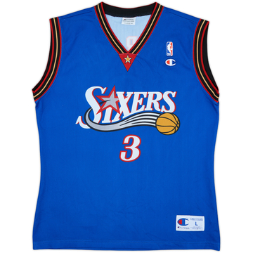 1999-00 Philadelphia 76ers Iverson #3 Champion Alternate Jersey - 9/10 - (L)