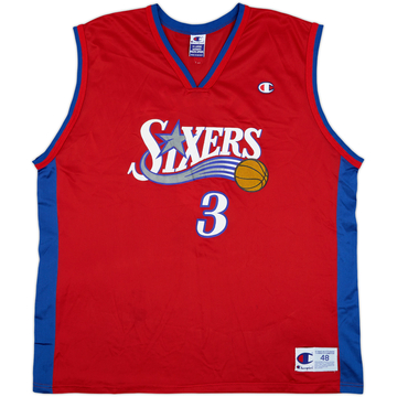 2000-02 Philadelphia 76ers Iverson #3 Champion Alternate Jersey - 7/10 - (XL)