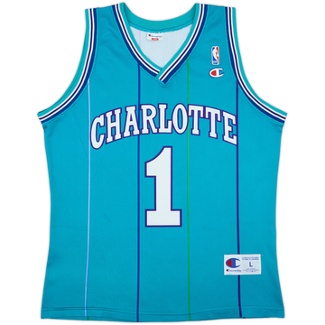 1990-97 Charlotte Hornets Bogues #1 Champion Away Jersey - 8/10 - (L)