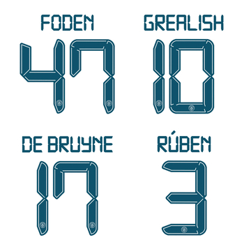 2021-22 Manchester City Away European/Cup Name Set