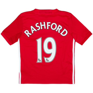 2016-17 Manchester United Home Shirt Rashford #19 - 7/10 - (7-8 Years)