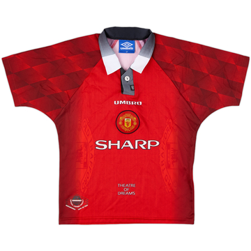 1996-98 Manchester United Home Shirt - 9/10 - (L.Boys)
