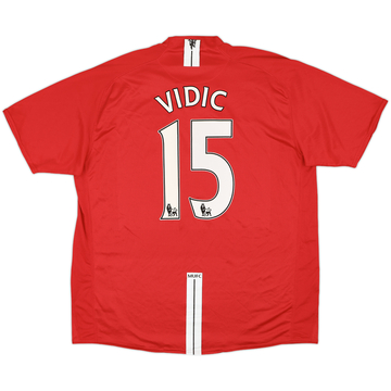 2007-09 Manchester United Home Shirt Vidic #15 - 8/10 - (XXL)