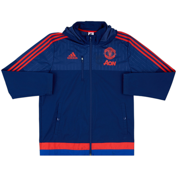 2015-16 Manchester United adidas Hooded Rain Coat - 8/10 - (L)