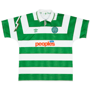 1991-92 Celtic Home Shirt - 9/10 - (XL)