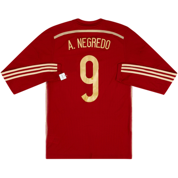 2013-15 Spain Player Issue Home L/S Shirt A.Negredo #9 (M)