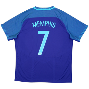 2016 Netherlands Authentic Away Shirt Memphis #7 - 9/10 - (XXL)