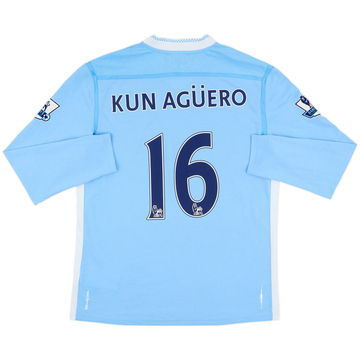 2011-12 Manchester City Home L/S Shirt Kun Aguero #16 - 6/10 - (L)