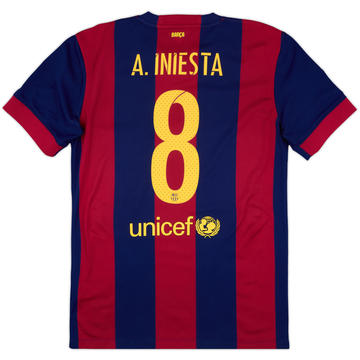 2014-15 Barcelona Home Shirt A.Iniesta #8 - 9/10 - (M)