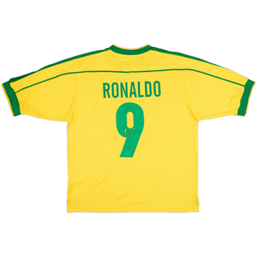 1998-00 Brazil Home Shirt Ronaldo #9 - 5/10 - (L)
