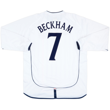 2001-03 England Home L/S Shirt Beckham #7 - 7/10 - (XL)